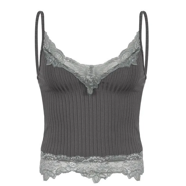 Casual Black Lace Crop Top