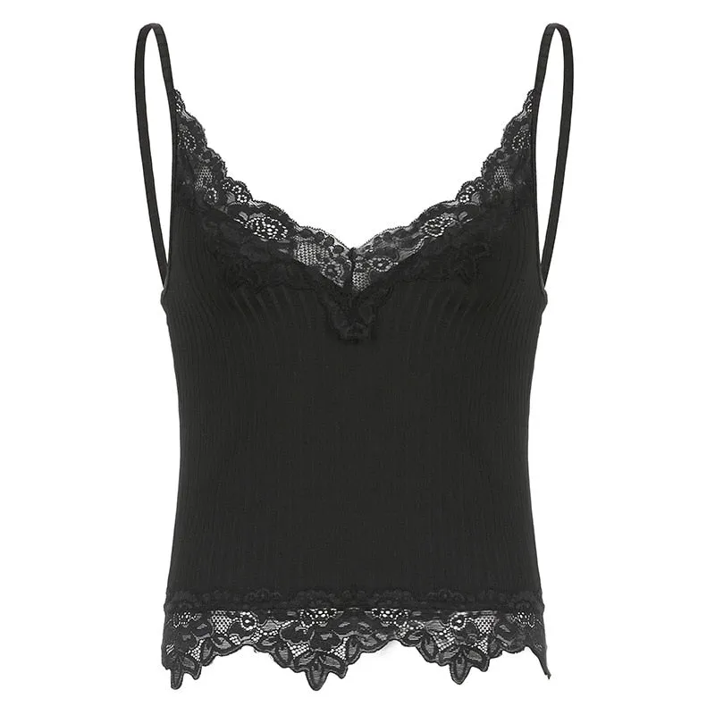 Casual Black Lace Crop Top