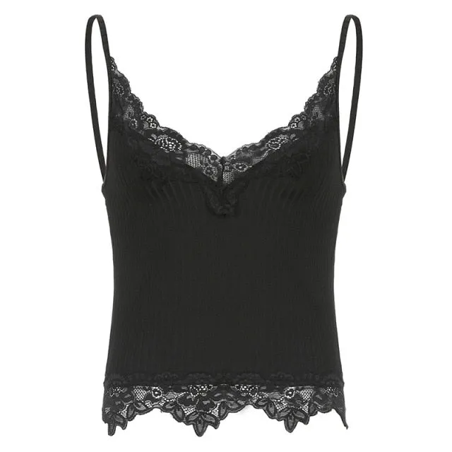 Casual Black Lace Crop Top