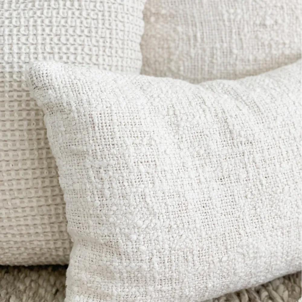 Cozy Cotton Ivory Boucle Lumbar Pillow 14x20 (Down Alternative)