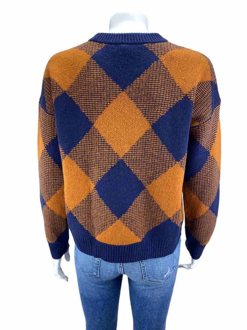 Madewell Women's Mullen Diamond Sweater Navy/Cinnamon Size S with Tags