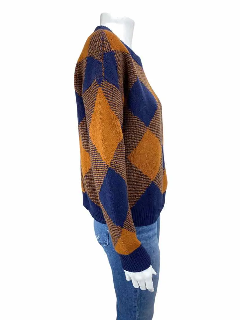 Madewell Women's Mullen Diamond Sweater Navy/Cinnamon Size S with Tags