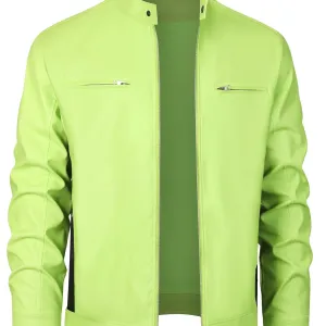 Ruben | Stylish PU leather jacket with color blocks and multi-zip design