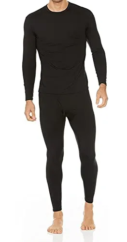 Thermajohn 2 Pack Mens Thermal Underwear Size XS V-Neck & Crew Neck Black